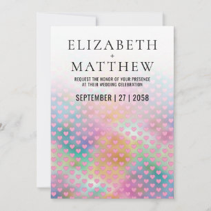 Elegant Wedding Invitation with Pink Hearts