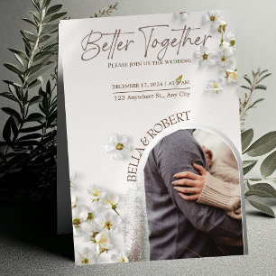 Elegant Wedding Invitation with Silver Glitter