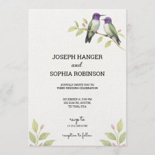 Elegant Wedding invitation with two birds