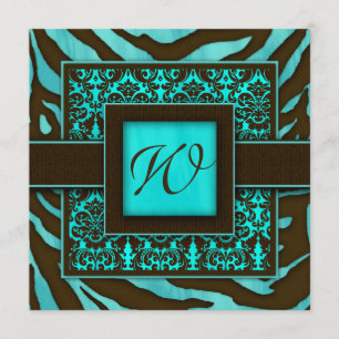 Elegant Wedding Invitation Zebra Damask BB