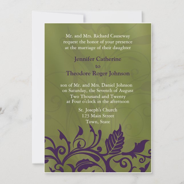 Elegant Wedding Invitations Floral Flower Design (Front)