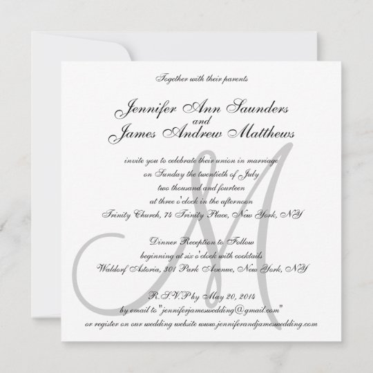 Elegant Wedding Invitations Monogram Initial Names | Zazzle