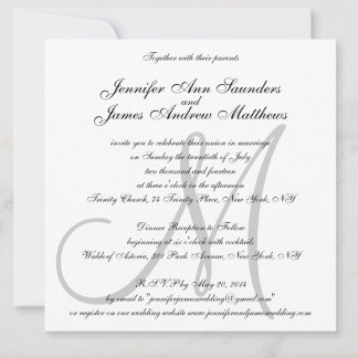 Elegant Wedding Invitations Monogram Initial Names
