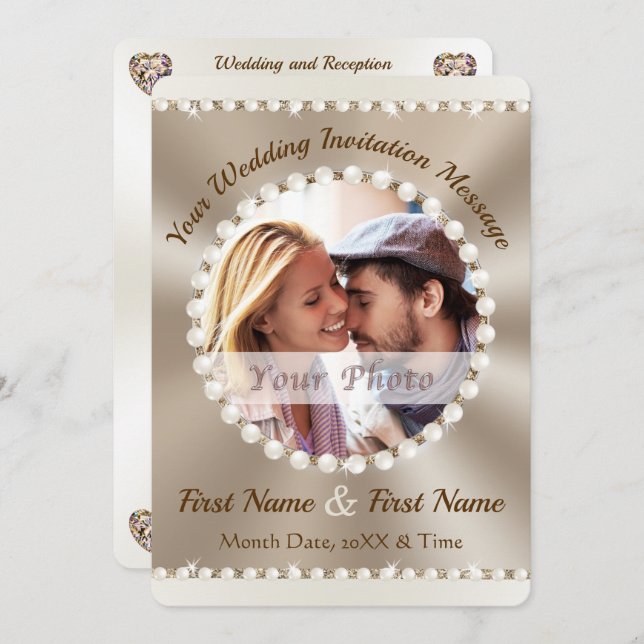 Elegant Wedding Invitations with Photo, or Delete (Front/Back)