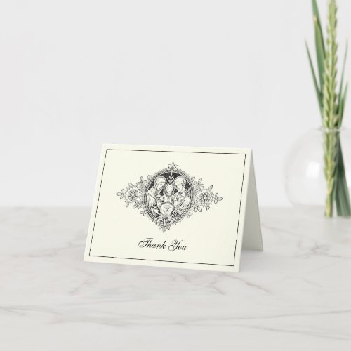 Elegant Wedding Ivory Holy Family Religious  Thank You Card