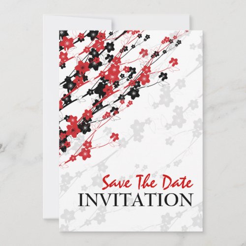 Elegant Wedding Japanese Flowers Red Save The Date