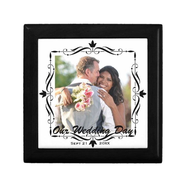 Elegant Wedding Keepsake Custom Photo Gift Box (Front)