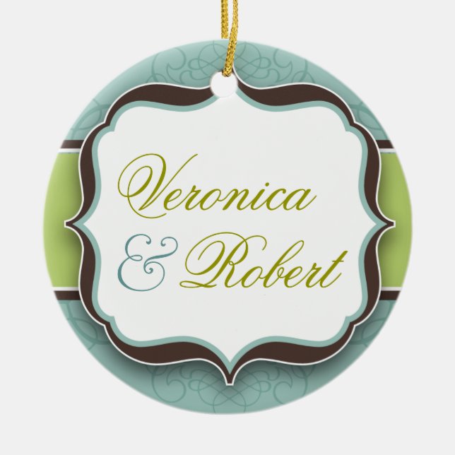 Elegant Wedding Keepsake Ornament (Front)