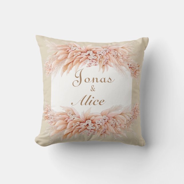 Elegant wedding keepsake script couple floral  throw pillow (Front)