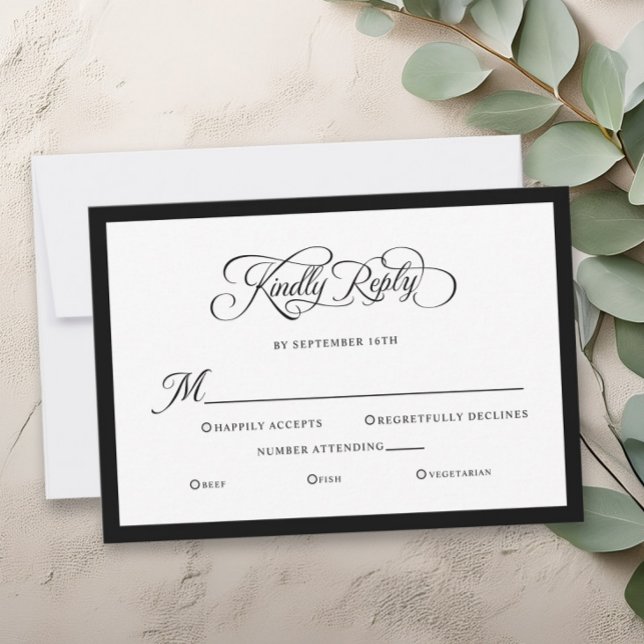 Elegant Wedding Kindly Reply Calligraphy RSVP Card (Elegant Wedding Kindly Reply Calligraphy RSVP Card)