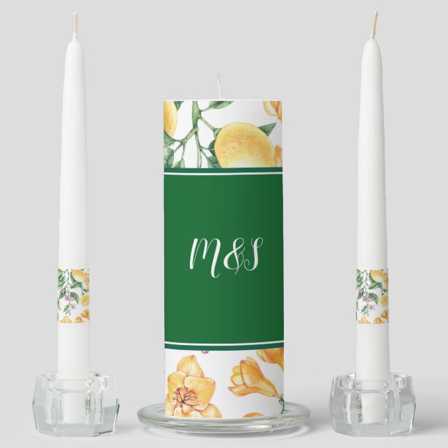  Elegant Wedding La Dolce Vita Italian Lemon Unity Candle Set (Front)