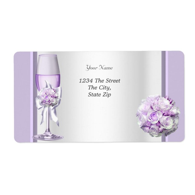 Elegant Wedding Lavender Purple Lilac 3 Label (Front)