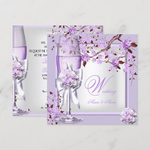 Elegant Wedding Lavender Purple Lilac 4b Personalized Announcement