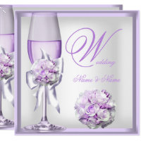 Elegant Wedding Lavender Purple Lilac Champagne 2 Card