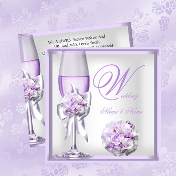 Elegant Wedding Lavender Purple Lilac Champagne 2 Invitation by Zizzago at Zazzle