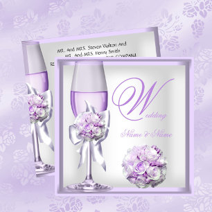 Elegant Wedding Lavender Purple Lilac Champagne 2 Invitation