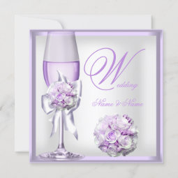 Elegant Wedding Lavender Purple Lilac Champagne 2 Invitation | Zazzle