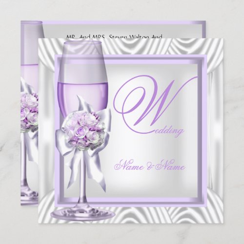 Elegant Wedding Lavender Purple Lilac Champagne Invitation