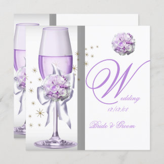 Elegant Wedding Lavender Purple Lilac Champagne Invitation
