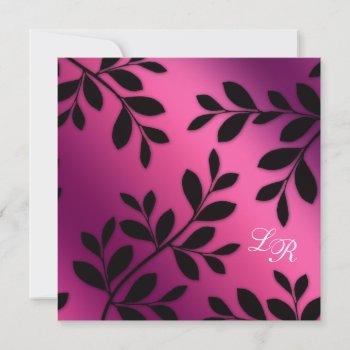 Elegant Wedding Leaves Pink Purple Black Invitation by WeddingShop88 at Zazzle
