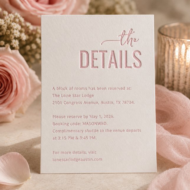 Elegant Wedding Letterpress Enclosure Card (Simulated card)