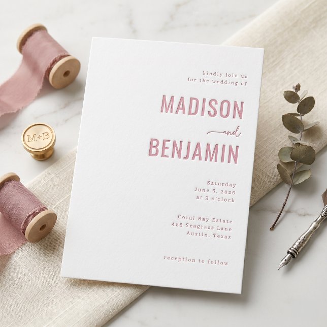 Elegant Wedding Letterpress Invitation (Creator Uploaded)