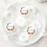 Elegant Wedding Life Saver® Mints<br><div class="desc">Elegant Fall Wreath Monogrammed Mints. These elegant life saver mints with wedding monogram feature hand-painted watercolor burnt orange and terracotta leaves,  cream and beige dahlias,  and beautiful rust-colored roses arranged as a stylish wreath on a white background.  Find matching items in the White Autumn Romance Collection.</div>