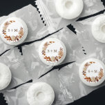 Elegant Wedding Life Saver® Mints<br><div class="desc">Elegant Fall Wreath Monogrammed Mints. These elegant life saver mints with wedding monogram feature hand-painted watercolor burnt orange and terracotta leaves,  cream and beige dahlias,  and beautiful rust-colored roses arranged as a stylish wreath on a white background.  Find matching items in the White Autumn Romance Collection.</div>
