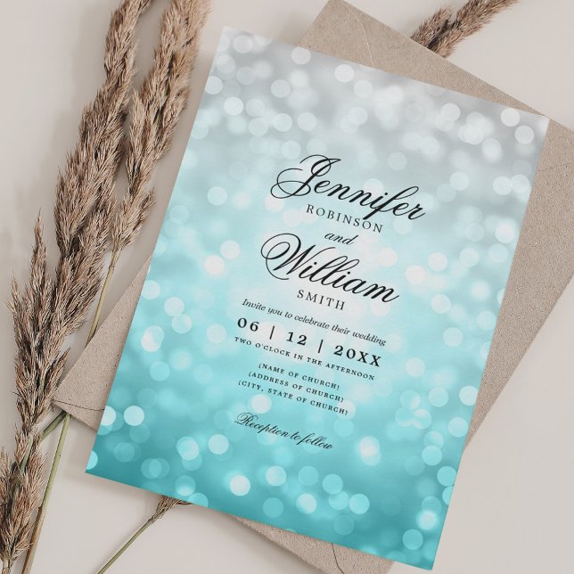 Elegant Wedding Lights Beach Ombre QR RSVP Invitation (Elegant Wedding Lights Beach Ombre QR RSVP Invitation)