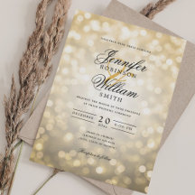 Elegant Wedding Lights Vintage Gold QR RSVP
