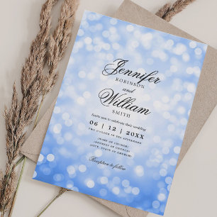 Elegant Wedding Lights Vintage Navy Blue QR RSVP Invitation