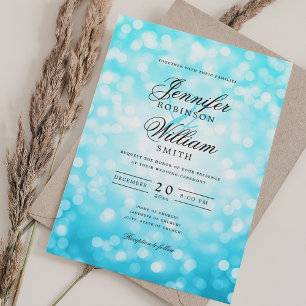 Elegant Wedding Lights Vintage Turquoise QR RSVP Invitation
