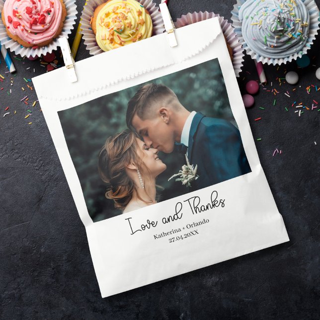 Elegant Wedding Love and Thanks Photo Favor Bag (Creator Uploaded)
