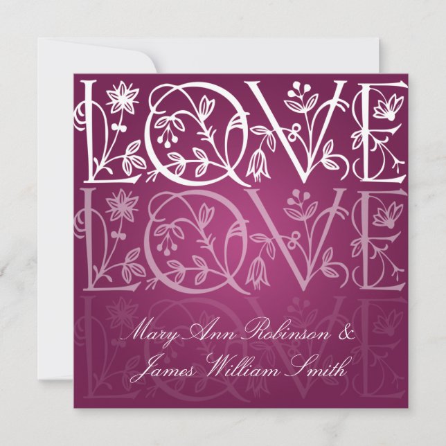 Elegant Wedding Love Flourish Berry Pink Invitation (Front)