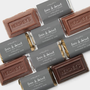  Elegant Wedding Love Is Sweet Treat Gray White    Hershey's Miniatures