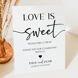 Elegant Wedding Love Is Sweet Treat Table Pedestal Sign