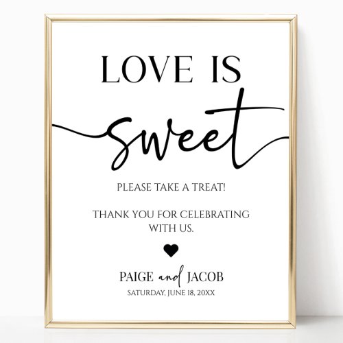 Elegant Wedding Love Is Sweet Treat Table Sign