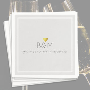 Elegant Wedding Love Monogram Gray Napkins