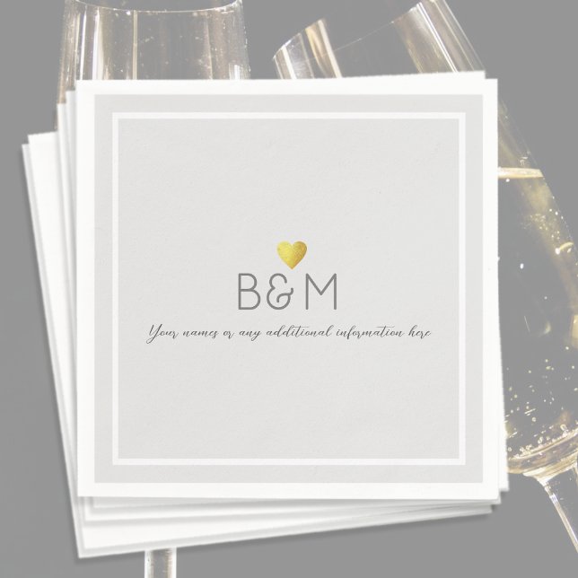 Elegant Wedding Love Monogram Gray Napkins (Creator Uploaded)