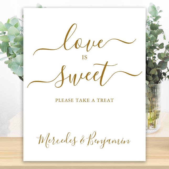 Elegant Wedding Love Sweet Gold Personalized Table Poster (Creator Uploaded)
