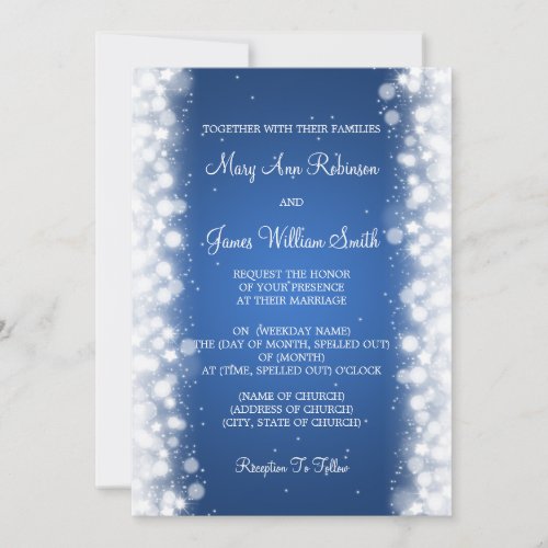Elegant Wedding Magic Sparkle Blue Personalized Invitation