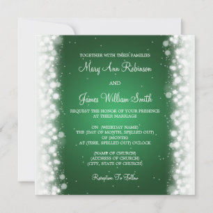 Elegant Wedding Magic Sparkle Green Invitation