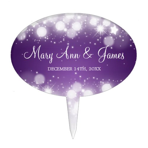 Elegant Wedding Magic Sparkle Purple Cake Topper