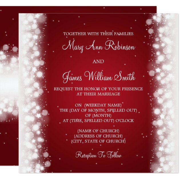 Elegant Wedding Magic Sparkle Red Invitation