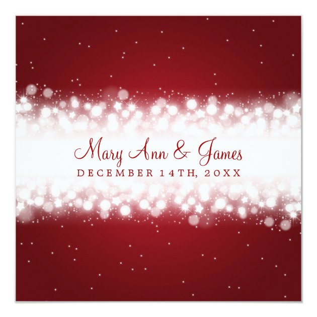 Elegant Wedding Magic Sparkle Red Invitation