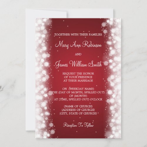 Elegant Wedding Magic Sparkle Red Invitation