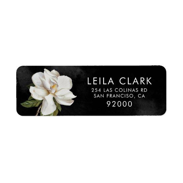 Elegant Wedding Magnolia Return Address Label (Front)
