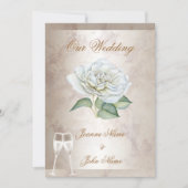 Elegant Wedding Marble Rose Cream White Champagne Invitation (Front)