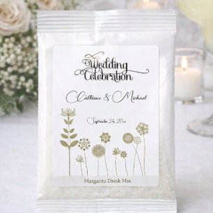 Elegant Wedding Margarita Favor Gold Floral Drink Mix