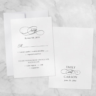 Elegant Wedding Meal Choice Black & White RSVP Card